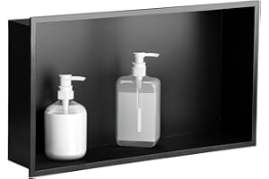 SaniteModar Shower Niche, Stainless Steel Niche for Shower Wall, No Tile Needed (Matte Black, 12x24)