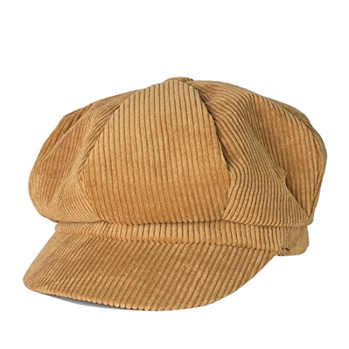 Belsen Unisex Cotton Corduroy Newsboy Cap Gatsby Ivy Hat (Camel)