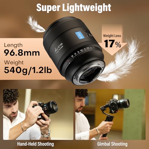 SIRUI Aurora 85mm F1.4 Full Frame for Sony E Mount, Telephoto Prime Lens, Auto Focus Cameras Lens, Lightweight Cine lens, ideal for Portrait, Wedding, Compatible for FX6, A7 Series, A9, ZV-E1, ZV-E10