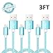 Kenex® 3 Pack 3.3ft [Blue] USB 2.0 Nylon Braided Lightning Cable USB Charging Cable Cord for iPhone 6S/6S Plus/6 Plus/6/5/5C/5S/SE, iPad Air, Mini 4, iPod 5 and iPod 7