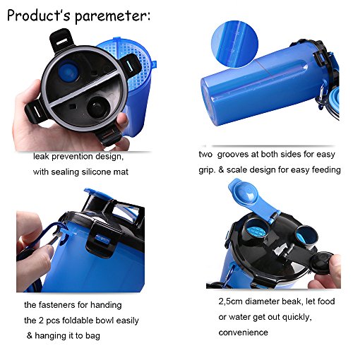 Dog Cat Water Bottle With 2 Pcs Collapsible Bowls - Pet Travel Portable Water Container With Slow Feeder Bowl Dispenser - 2 in 1 Safety Drinking Food Feeder Cup for Dog Cat Rabbit Other Animal Outdoor - Thumbnail 4