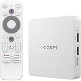 KICKPI KP1 Android TV Box Google Certified 4K Streaming Device 2GB RAM 16GB ROM with Voice Search, Chromecast Built-in Dolby Audio WiFi5 Bluetooth 5.0, Smart Home Entertainment (White)