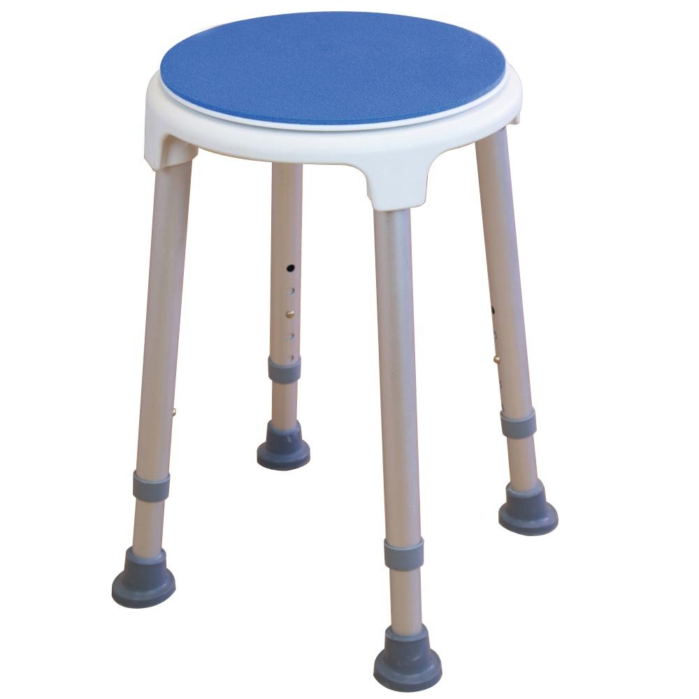 NRS Healthcare Shower Stool M99138 Adjustable Height - with Rotating Swivel Seat