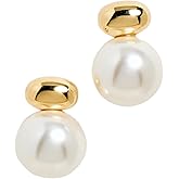 SHASHI Women's Gold Pearl Stud Drop Earrings, Pearl, One Size