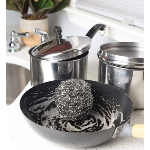 brheez Stainless Steel Scouring Pads, Heavy Duty Steel Sponges - Removes Grease, Oil and Dirt Stains from Pots, Glassware and Bakeware - Commercial Grade - 12 Pack (100 Grams)