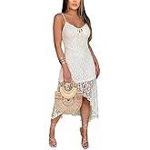 CHICME Womens Sexy Slip Dress Adjustable Spaghetti Strap Lace Double Lined Backless Party Summer Casual Midi Dresses