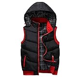 OCHENTA Unisex Stand Collar with Removable Hood Padded Quilted Vest