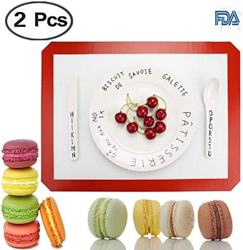 Silicone Baking Mat -2 Pack,Half Sheet,11-5/8" x 16-1/2",Non-Stick,Red