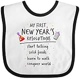 Inktastic My First New Year's Resolutions Baby Bib White/Black