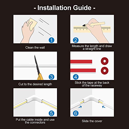 Fiber Cable Cover, 157in Mini Cable Concealer Raceway, Paintable Cord