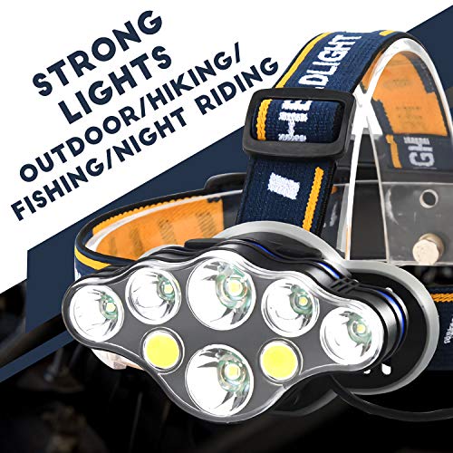 Oplaadbare hoofdlamp, ultraheldere lumen, 8 led-zaklamp met rode witte lichten voor outdoor, kamperen, fietsen… - Image 3