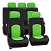 FH Group Full Set Faux Leather Car Seat Covers, Low Back Front Seat Covers, Airbag Compatible, Split Bench Rear Seat Universal Fit Seat Cover for SUV, Sedan Green