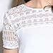 BLDO Women's Short Sleeve Lace Patchwork Short Loose Chiffon Blouse White