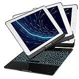 iPad 6th Generation Case with Keyboard, iEGrow F180 7 Colors Adjustment Backlit and Breathing Light Keyboard with 360 Degree Rotatable Cover for iPad 6th/iPad 5th Generation/Pro 9.7/Air 2/Air (Black)