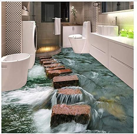Benutzerdefinierte 3d Boden Aufkleber Vinyl Wandbild Tapete Fur Wande 3 D Fluss Steine Badezimmer Boden Dekor Papier Pvc Selbstklebende Tapete 450x300cm Amazon De Baumarkt