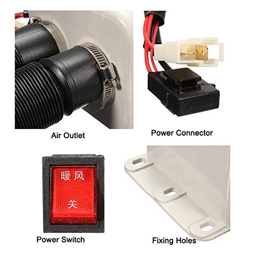 blue--net 48-64V 400W Car Vehicle Fan Heater, Portable Car Windscreen Demister Defroster Defogger Compact Air Heater Heating Warmer Windscreen Car Heater Defroster - Thumbnail 2