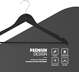 KEPLIN Strong Wooden Hangers 360° Rotating Hook 20 Pack Black view 3