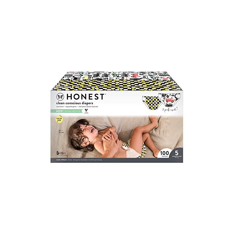 The Honest Company Clean Conscious Diapers | Plant-Based, Sustainable | Big Trucks + So Bananas | Super Club Box, Size 5…