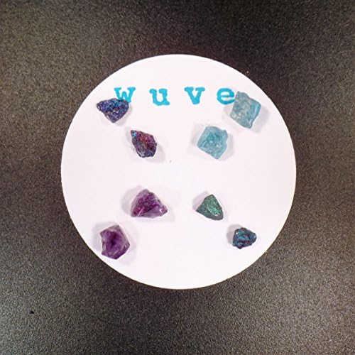 Gemstone Stud Earrings Natural Jewelry Raw Gems Amethyst Neon Blue Apatite Rough Gemstone Jewelry Post Earrings Boho Jewelry Crystals Stud Earring Set