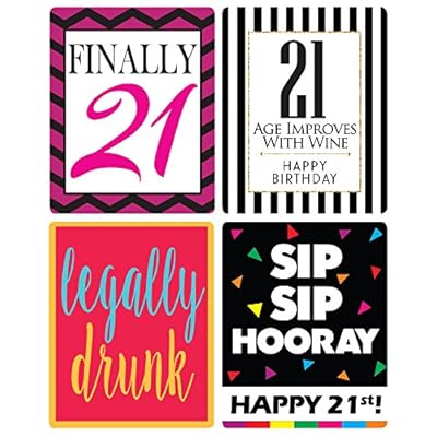Chic 21st Birthday Wine Label Pack - Birthday Party Supplies, Ideas and Decorations - Funny Birthday Gifts for Women
