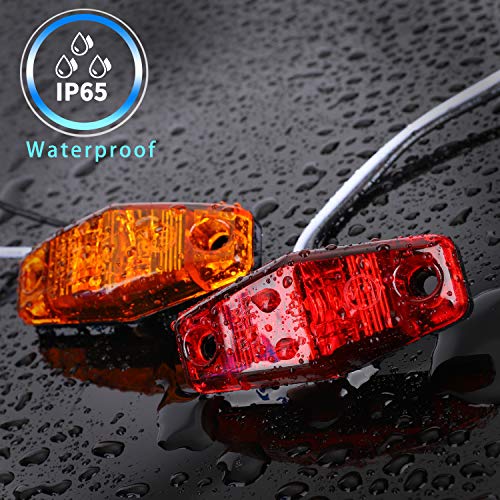 Donepart Red/Amber Trailer Side Marker Lights 2.5 Inch trailer Side Fender Marker Lights Clearance Identification Lights 12v for Truck Trailer RV Camper Boat Lorry Bus (4 Pcs)