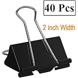 40 Pcs Extra Large Binder Clips 2 Inch Width for Office