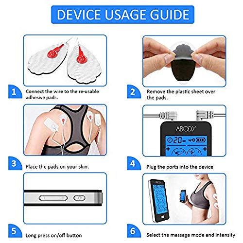ABODY TENS Unit & EMS Combination Muscle Stimulator Relief Touch Screen FDA Cleared, Rechargeable Device with 2 Channels 24 Modes 10 Pads for Pain Management for Back, Neck, Arms, Legs, Abs and More