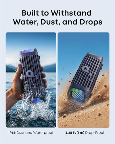 Soundcore by Anker Boom 3i Bocina Bluetooth Portatil, hasta 16h, 50W Potencia, IP68 Flotante Resistente Agua Salada, BassUp 2.0, Bluetooth 5.3, Ideal para Pesca, Camping Exteriores