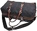 Iblue Unique Designed Handle Genuine Leather Trim Overnight Weekender Bag Canvas Shoulder Travel Duffel Gym Tote#B003