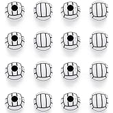 Tiosen 50PCS Silicone Volleyball Beads, 15mm Round Sports Design, Large Hole Spacer for DIY Jewelry Making