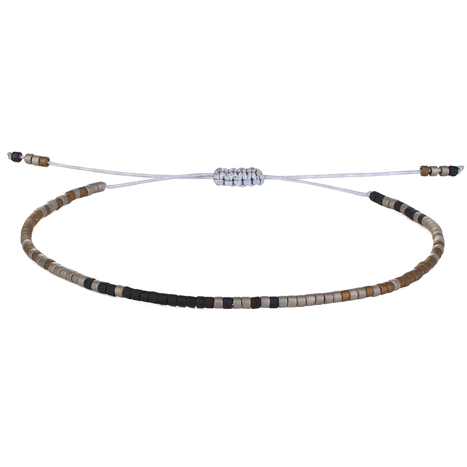 KELITCH Women Crystal Friendship Bracelets Handmade New Miyuki Beads Charm Bracelets Bangles (Brown)