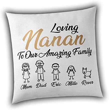 HerbyDesignsPersonalised Stick Family Cushion Cover - Unique Gift - Perfect for Mothers Day, Birthday and Christmas - Luxury one off item