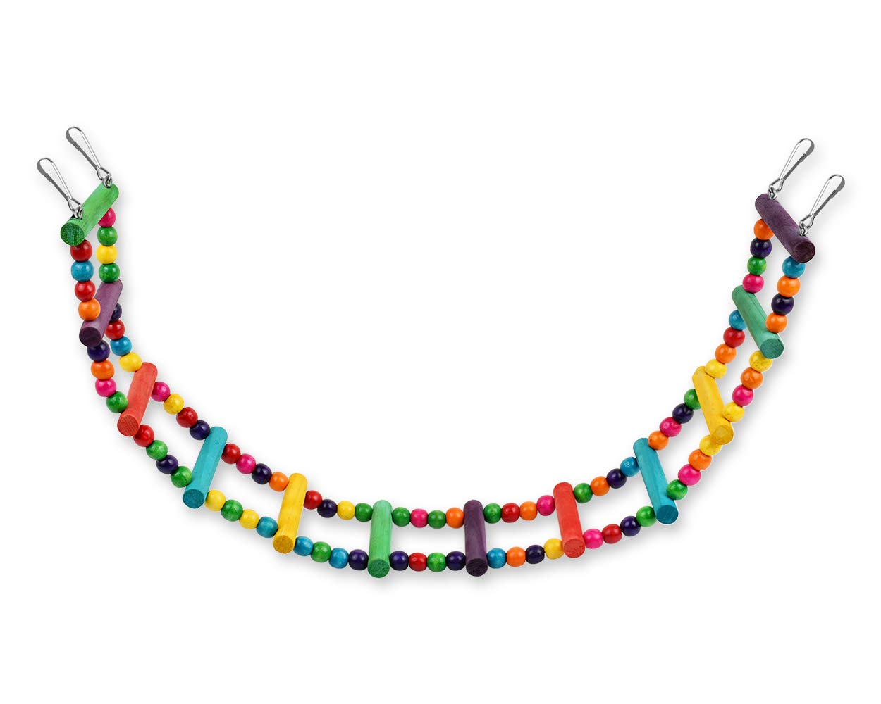 SCSpecial Bird Ladder Toys Coloured Flexible Parrot Swing Bridge Wooden Cockatiel Cage Hanging Climbing Ladder (27.6 in (12 Steps))