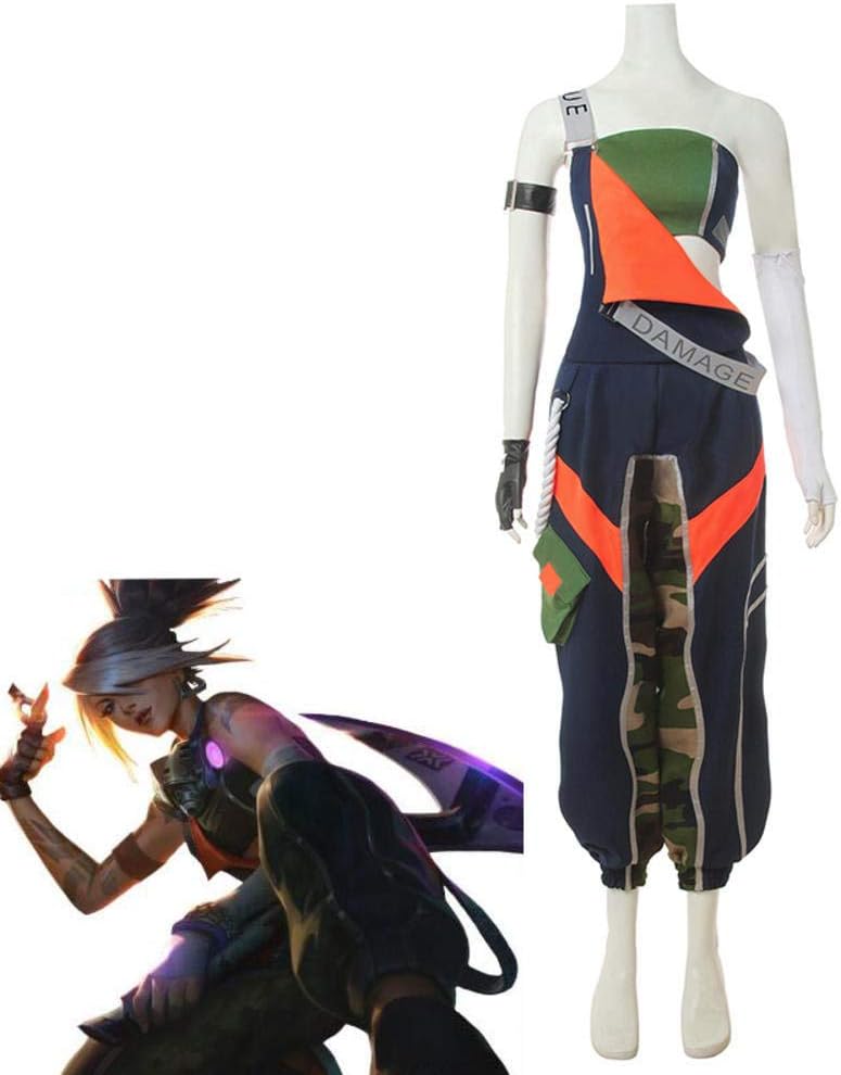 True Damage Akali Cosplay Costume LOL Akali Cosplay Women Jumpsuit Overall Pants Playsuits Strap Trousers Tube Top