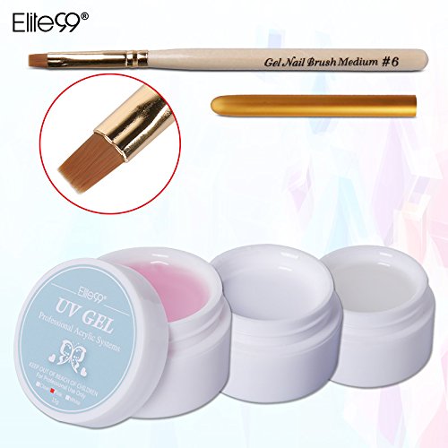 Elite99 Gel Nail Polish Brush Pen Clear Pink White UV Builder Gel Nail Art Manicure Extension Tips Tool Kits