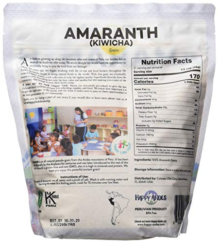 Happy Andes Amaranth 3 Lbs - Non Gluten, Whole Grain Rice Substitute - Ready to Cook Food for Oats & Seeds Recipes - Healthy Meal with Vitamins & Protein - Best Value Grocery Bag
