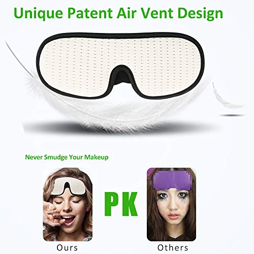Sleep Mask for Women Men, Eye mask for Sleeping 3D Contoured Cup Blindfold with Breathable Memory Foam,100% Block Out Light,Soft Comfort Eye Shade Cover for Yoga Meditation (3D White)
