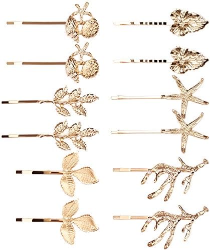 AOPRIE 12pcs Leaf Flower Hair Clip Hairpins Hair Barrettes Antlers Starfish Bell Hair Clip for Women Girls