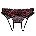 CISSETINA Women's Sexy Lace Embroidered T-back G-string Crotchless Thong Panties, A0020-Black, One Size