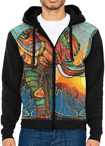 XinYunJL Bohemian Elephant Boho Men's Novelty Raglan Classic Zip Up Long Sleeve Hoodie Waterproof For Gymnastics Hooded