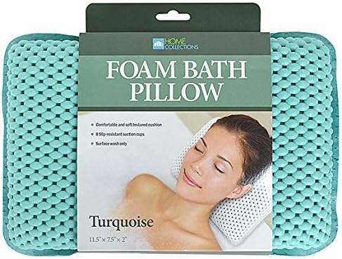 Bath Foam Spa Bath Pillow Featuring 8 Suction Powerful Holding Technology (Turquoise)