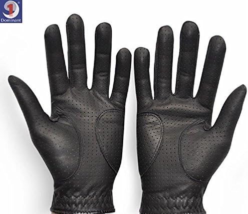 Dominant Golf Gloves Genuine Leather Black Sheepskin Holes Left and Right Hands (black, l)