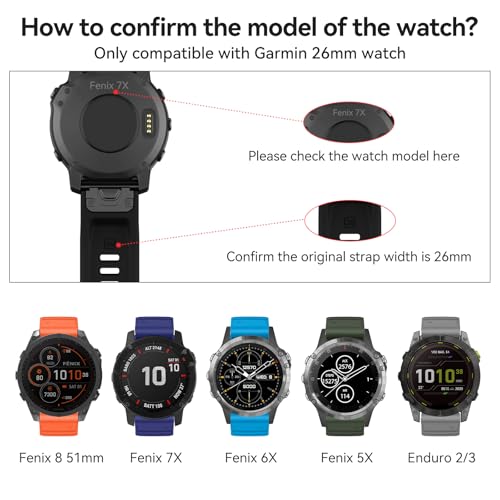ISABAKE Watch Strap for Garmin Fenix 6X / 6X PRO, Fenix 5X / 5X Plus, Fenix 3/3 HR Accessories, QuickFit Strap 26mm Wide