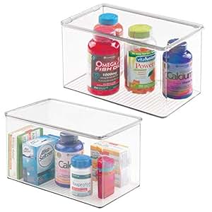 mDesign Juego de 2 Cajas organizadoras Extra Grandes - Cajas de