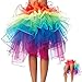 Women Girls Layered Rainbow Tutu Skirt with Adjustable Ribbon for Dancing Banquet Carnival Cosplay Party and Celebration, Costume One Size