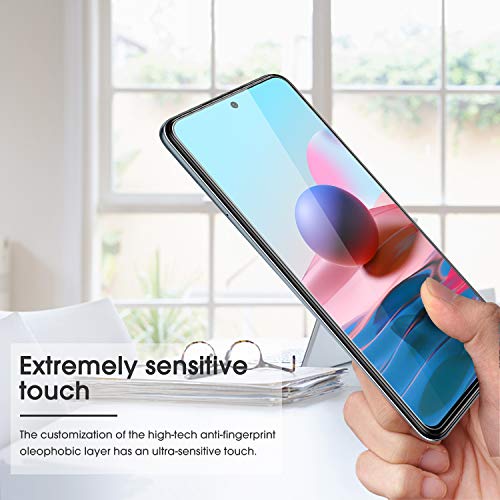 OMOTON 3 Pack Verre Trempé pour Xiaomi Redmi Note 10/ 10S (6,43 Pouces), 9H Dureté, sans Bulles, Film Protection Écran Anti-Rayures