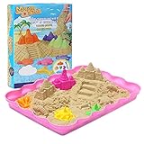 MOTION SAND Fun Beach Molds Set Play Sand Includes 2 lbs Natural Indoor Play Sand, 1 Tray and 5 Molds for Kids,100% Non-Toxic Sand Molding Kit
