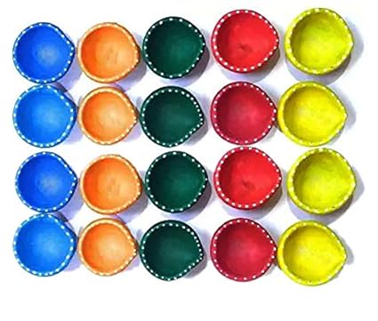 Clay Diya for Diwali - 50 Pieces Acrylic Colourful Diyas for Lighting Decoration Puja - Pack of 50