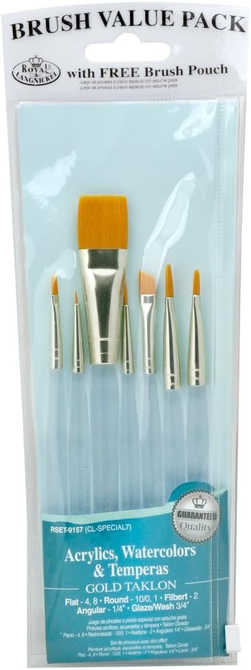 Royal and Langnickel RSET-9157 Taklon Variety Brush Set - Gold (Pack of 7)