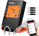 Wireless Grill Thermometer, Morpilot Bluetooth Wifi BBQ Thermometer/Meat Thermometer/Smoker Thermometer with 4 Probes 2 Meat Claws, for Grilling Smoking Oven Kitchen